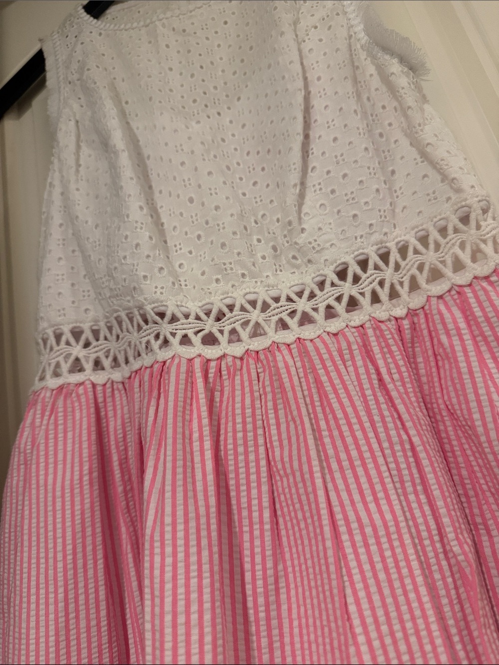 Lilly Pulitzer Alvia Dress Havana Pink Seersucker Eyelet Size 00 NWT $228 - Picture 2 of 5